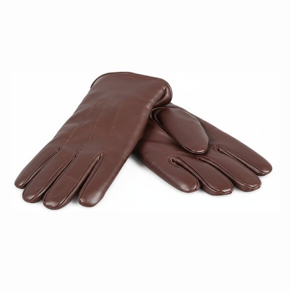 TELLARO Premium Shearling Sheepskin Fur Lined Leather Gloves - Brown - Picture 2 of 4